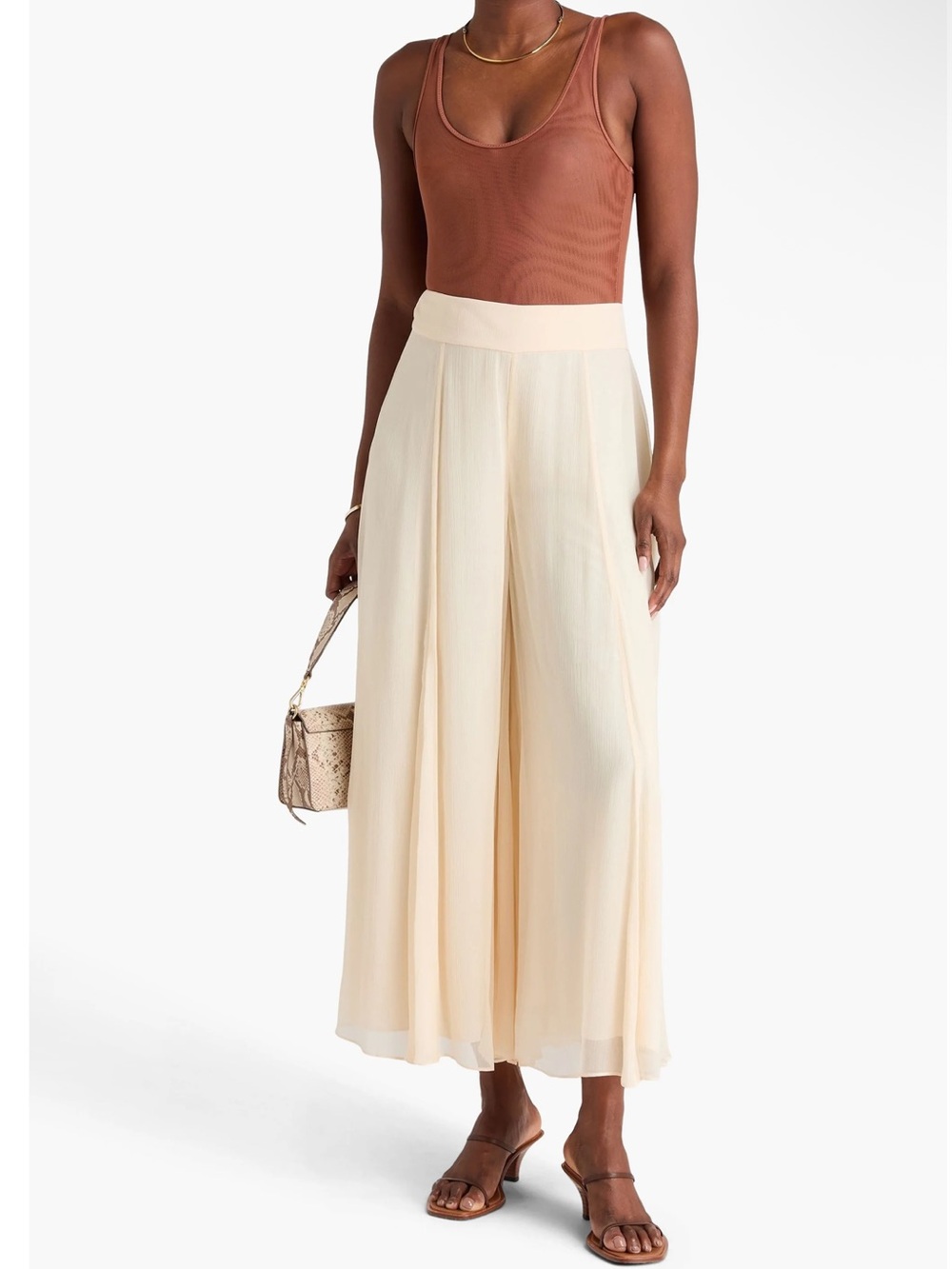 Zimmermann Cream Wide-Leg Chiffon Palazzo Pants